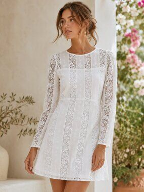 ✨ Lulus Blooming Season White Lace Mini Dress Summer Special Occasion Small
